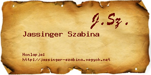 Jassinger Szabina névjegykártya